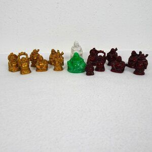 Set of 15 Small Chinese Happy Money Buddha Statues Figurines